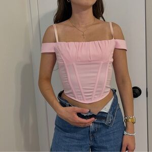 I.AM.GIA Pink Off-Shoulder Crop Top